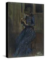 Girl in a Blue Dress-Philip Wilson Steer-Stretched Canvas