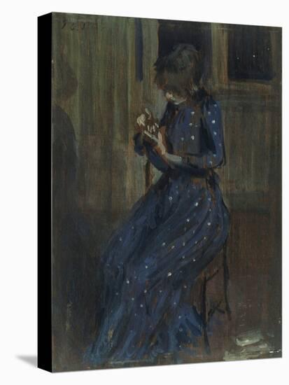 Girl in a Blue Dress-Philip Wilson Steer-Stretched Canvas