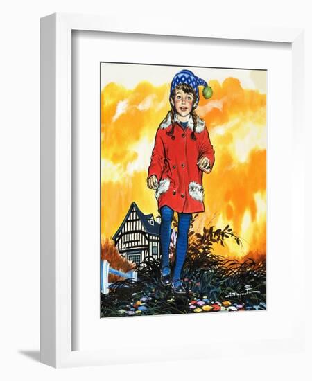 Girl in a Bobble Hat-Jesus Blasco-Framed Giclee Print