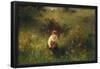 Girl in a Field.-LUDWIG KNAUS-Framed Poster