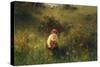 Girl in a Field.-LUDWIG KNAUS-Stretched Canvas