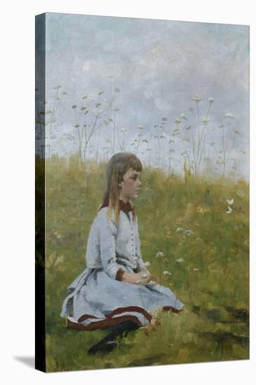 Girl in a flower meadow, circa 1885-Gerhard Peter Frantz Vilhelm Munthe-Stretched Canvas