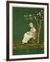 Girl in a Garden, Reading a Book-Kate Greenaway-Framed Art Print