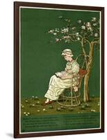 Girl in a Garden, Reading a Book-Kate Greenaway-Framed Art Print