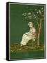 Girl in a Garden, Reading a Book-Kate Greenaway-Framed Stretched Canvas