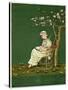 Girl in a Garden, Reading a Book-Kate Greenaway-Stretched Canvas