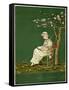 Girl in a Garden, Reading a Book-Kate Greenaway-Framed Stretched Canvas