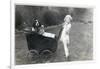 Girl in a Garden with Dog and Doll in Pram-null-Framed Photographic Print