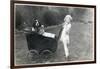 Girl in a Garden with Dog and Doll in Pram-null-Framed Photographic Print