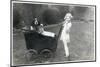 Girl in a Garden with Dog and Doll in Pram-null-Mounted Photographic Print