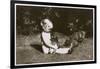Girl in a Garden with Irish Setter Puppies-null-Framed Photographic Print