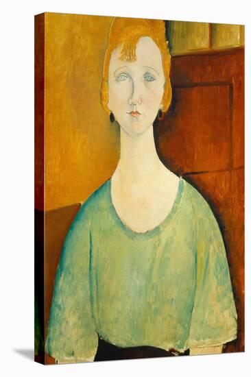 Girl in a Green Blouse, 1917-Amedeo Modigliani-Stretched Canvas