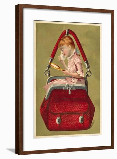 Girl in a Handbag Looking in a Mirror-null-Framed Giclee Print