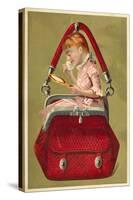 Girl in a Handbag Looking in a Mirror-null-Stretched Canvas