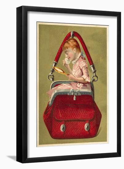 Girl in a Handbag Looking in a Mirror-null-Framed Giclee Print