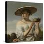 Girl in a Large Hat, c.1645-50-Cesar Boetius van Everdingen-Stretched Canvas