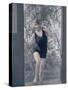 Girl in a One-Piece Bathing Dress-null-Stretched Canvas