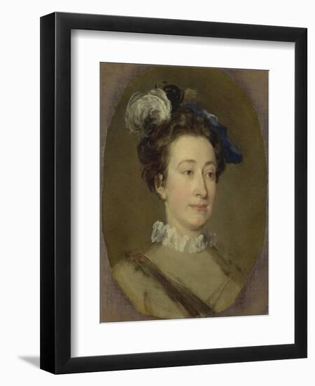 Girl in a Plumed Hat, C.1740-William Hogarth-Framed Giclee Print