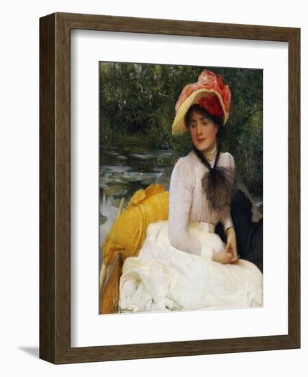 Girl in a Punt-Arthur Hacker-Framed Giclee Print