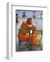 Girl in a Red Dress, Seated by a Swimming Pool, 1936-Sir John Lavery-Framed Giclee Print