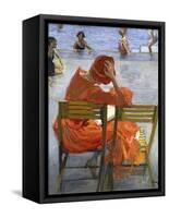 Girl in a Red Dress, Seated by a Swimming Pool, 1936-Sir John Lavery-Framed Stretched Canvas