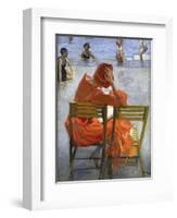 Girl in a Red Dress, Seated by a Swimming Pool-Sir John Lavery-Framed Giclee Print