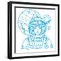 Girl in a Spacesuit for T-Shirt Design or Print. Woman Astronaut. Cosmic Beauty. Martian, Alien Out-filkusto-Framed Art Print