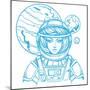 Girl in a Spacesuit for T-Shirt Design or Print. Woman Astronaut. Cosmic Beauty. Martian, Alien Out-filkusto-Mounted Art Print