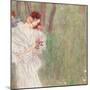 Girl in a White Dress Standing in a Forest-Gustav Klimt-Mounted Giclee Print