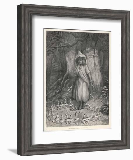 Girl in a Woodland Clearing Stands with Her Back Against a Great Tree with Her Apron Over Her Head-Kate Greenaway-Framed Art Print