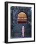 Girl in Ao Dai (Traditional Vietnamese Long Dress) and Conical Hat at Minh Mang Tomb, Vietnam-Keren Su-Framed Photographic Print