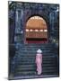 Girl in Ao Dai (Traditional Vietnamese Long Dress) and Conical Hat at Minh Mang Tomb, Vietnam-Keren Su-Mounted Photographic Print