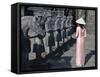 Girl in Ao Dai (Traditional Vietnamese Long Dress) and Conical Hat, Tomb of King Khai Dinh, Vietnam-Keren Su-Framed Stretched Canvas