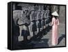 Girl in Ao Dai (Traditional Vietnamese Long Dress) and Conical Hat, Tomb of King Khai Dinh, Vietnam-Keren Su-Framed Stretched Canvas