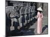Girl in Ao Dai (Traditional Vietnamese Long Dress) and Conical Hat, Tomb of King Khai Dinh, Vietnam-Keren Su-Mounted Premium Photographic Print