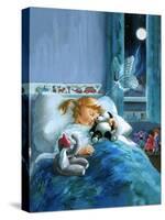 Girl in Bed Attended by Fairy-English School-Stretched Canvas