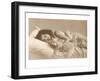 Girl in Bed with Cat-null-Framed Art Print