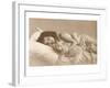 Girl in Bed with Cat-null-Framed Art Print