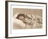 Girl in Bed with Cat-null-Framed Art Print