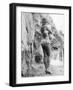 Girl in Bikini Walks Along a Cliff Path on a Fine Summer Day-null-Framed Photographic Print