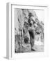 Girl in Bikini Walks Along a Cliff Path on a Fine Summer Day-null-Framed Photographic Print