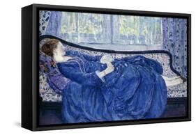 Girl in Blue, 1917-Frederick Carl Frieseke-Framed Stretched Canvas