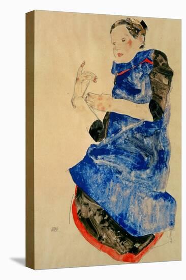 Girl in Blue Apron, 1912-Egon Schiele-Stretched Canvas