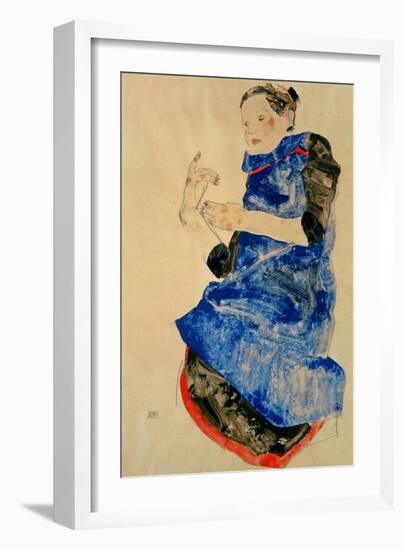 Girl in Blue Apron, 1912-Egon Schiele-Framed Giclee Print