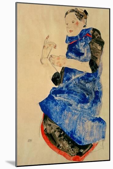 Girl in Blue Apron, 1912-Egon Schiele-Mounted Giclee Print