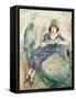 Girl in Blue Reading on a Sofa, 1926-27 (Oil on Panel)-Jules Pascin-Framed Stretched Canvas