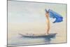 Girl in Bow of Canoe Spreading Out Her Loin-Cloth for a Sail, Samoa, c.1895-96-John La Farge or Lafarge-Mounted Giclee Print