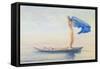 Girl in Bow of Canoe Spreading Out Her Loin-Cloth for a Sail, Samoa, c.1895-96-John La Farge or Lafarge-Framed Stretched Canvas