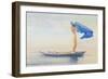 Girl in Bow of Canoe Spreading Out Her Loin-Cloth for a Sail, Samoa, c.1895-96-John La Farge or Lafarge-Framed Giclee Print