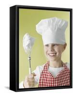 Girl in Chef's Hat and Apron with Beater-Kai Schwabe-Framed Stretched Canvas